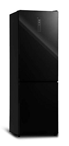 FRIGORIFICO COMBI CRYSTAL GLASS FGC-859 NEGRO INVERTER INFINITON NO FROST (Frigo mas congelador 2 Puertas, 317 litros, Fresh Zone, Alto 185cm, A++, Luz Led, 10 AÑOS DE GARANTIA, Botellero Metalico)