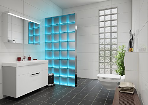 Fuchs Design - Mampara de bloques de vidrio claro con iluminación