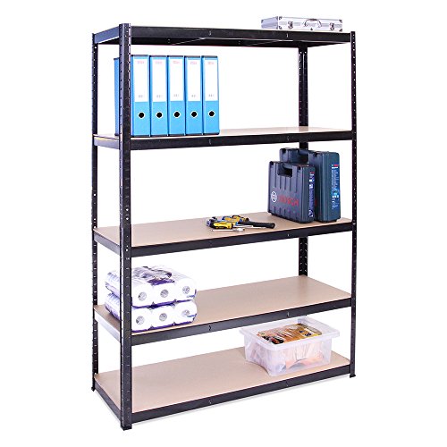 G-Rack Estante de Almacenamiento para Garaje 5 Estantes, 180 x 120 x 45 cm, Negro