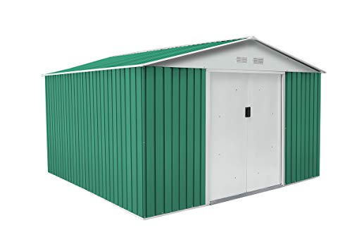 Gardiun KIS12993 - Caseta Metálica Coventry 9,66 m² Exterior 301x321x205 cm Acero Galvanizado Verde