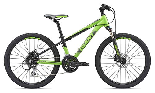 Giant XTC - Bicicleta de montaña para niño de 24 pulgadas, de aluminio, para niño MTB Junior, color verde, 24 velocidades, 3 x 8, frenos de disco