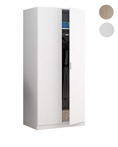 Habitdesign LCX022O - Armario Dos Puertas, Color Blanco Mate, Medidas: 81 cm (Largo) x 180 cm (Alto) x 52 cm (Fondo) Habitdesign LCX022O - Armario Dos Puertas, Color Blanco Mate, Medidas: 81 cm (Largo) x 180 cm (Alto) x 52 cm (Fondo)