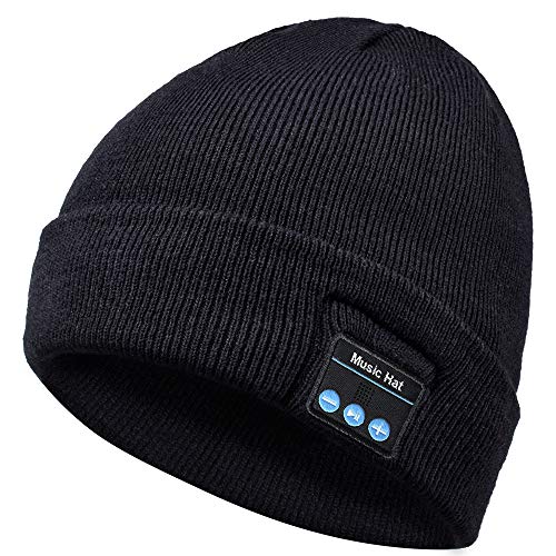 HANPURE Bluetooth Beanie Hat, Regalo para Hombres y Mujeres, Bluetooth 5.0 Music Running Hat Actualizado, Auriculares Inalámbricos Altavoces Incorporados con USB Recargable para Deportes (Negro)