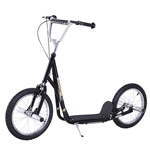 HOMCOM Patinete Scooter 2 Ruedas16 Pulgadas 4 PEGS Estribos Freno Caballete Color Negro HOMCOM Patinete Scooter 2 Ruedas16 Pulgadas 4 PEGS Estribos Freno Caballete Color Negro