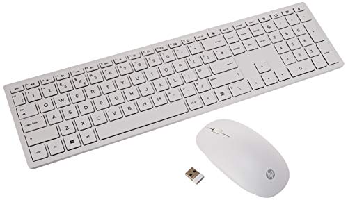 HP Pavilion 800 - Pack con teclado y ratón inalámbricos (delgado, estilizado, teclas optimizadas, indicador luminoso LED), Teclado español, Blanco