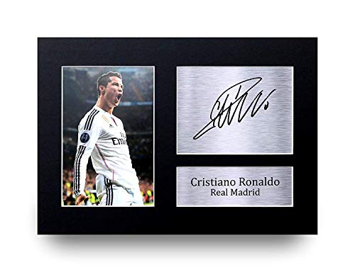 HWC Trading Cristiano Ronaldo A4 Sin Marco Regalo De Visualización De Fotos De Impresión De Imagen Impresa Autógrafo Firmado por Real Madrid Los Aficionados Al Fútbol