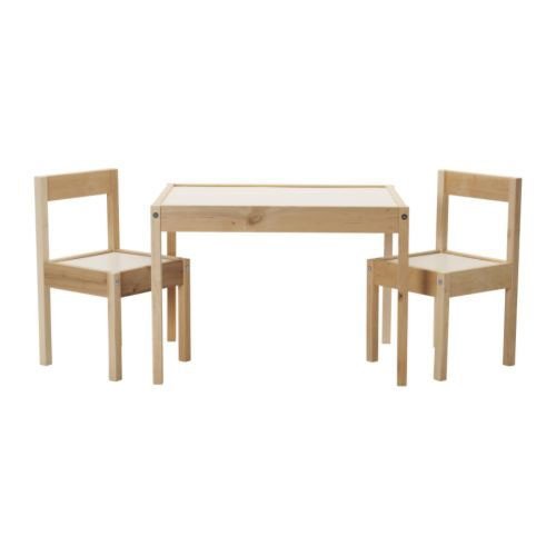 IKEA LÄTT Mesa para niños con 2 sillas, blanco, pino - 501.784.11