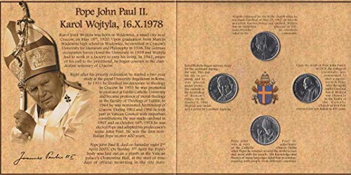 IMPACTO COLECCIONABLES Monedas del Vaticano- Colección de Monedas - Colección de 4 Monedas en Blister del Papa Juan Pablo II.