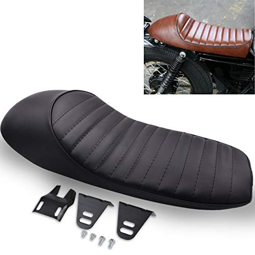 KaTur - Sillín acolchado, universal, con elevación, de estilo vintage, color negro, para motocicletas Cafe Racer Honda CB125S, CB550, CL350, 450, CB o CL KaTur - Sillín acolchado, universal, con elevación, de estilo vintage, color negro, para motocicletas Cafe Racer Honda CB125S, CB550, CL350, 450, CB o CL