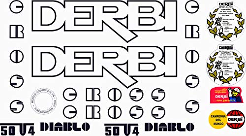 Kit de adhesivos motos clasicas DERBI Diablo 50 V4 - Juego Pegatinas Completo - Vinilo para Moto, máxima Calidad.