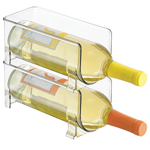 mDesign – Soporte para botellas de vino y otras bebidas – Botellero para vinos para dos botellas – Práctico accesorio de cocina – Fabricado con plástico – Color: transparente