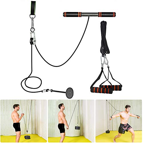 PELLOR Accesorio de Entrenamiento para Antebrazos, Ejercitador de la Mano, Entrenador de Resistencia de Rodillos Equipo para Ejercicios de Entrenamiento de Fuerza con Brazos y Cuerdas