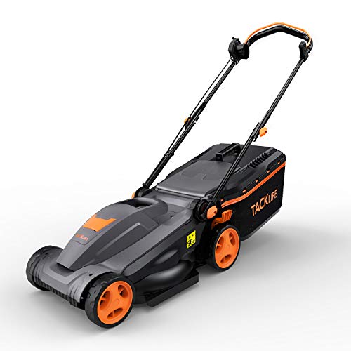 TACKLIFE Cortacésped Eléctrico 1600 W, Ancho de Corte 37 cm, 6 Alturas de Corte (25-75 mm), 3 Alturas de Mango, 2 Longitud de Mangos, Interruptor de Seguridad Doble, Caja de Hierba 38L - KALM16A