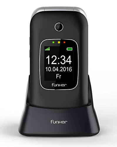 Teléfono Móvil Funker C85 Easy Comfort Negro con Tapa para Personas Mayores con Botón SOS Base Cargadora Negro