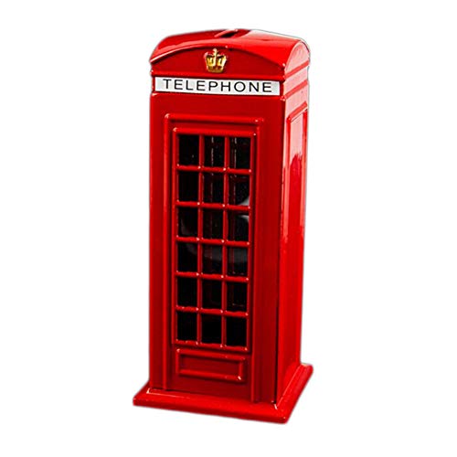 TOOGOO Metal Rojo Banco De Cabina De Teléfono De Londres De Inglés Británico Banco De Moneda Bote De Ahorro Hucha Caja Cabina De Teléfono Rojo 140X60X60Mm
