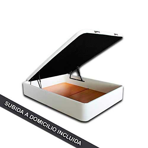 Ventadecolchones - Canapé Abatible Serena Gran Capacidad Tapizado en Polipiel Blanco Medidas 150 x 190 cm en Tejido 3D Ventadecolchones - Canapé Abatible Serena Gran Capacidad Tapizado en Polipiel Blanco Medidas 150 x 190 cm en Tejido 3D