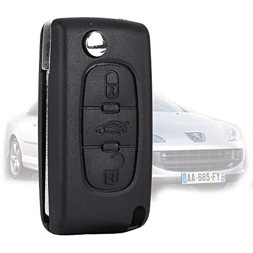 3 Boton Carcasa de Mando Key Llave Coche para Peugeot 407/407 SW 3 Boton Carcasa de Mando Key Llave Coche para Peugeot 407/407 SW