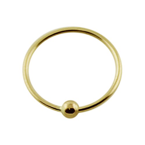 9K amarillo oro calibre 22 - 8MM longitud perla en cautiverio anillo de la nariz nariz Piercing