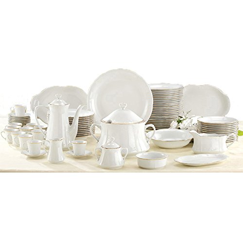 A BUSINESS DC VAJILLA DE Porcelana VERSALLES con Filo DE Oro 83 Piezas A BUSINESS DC VAJILLA DE Porcelana VERSALLES con Filo DE Oro 83 Piezas