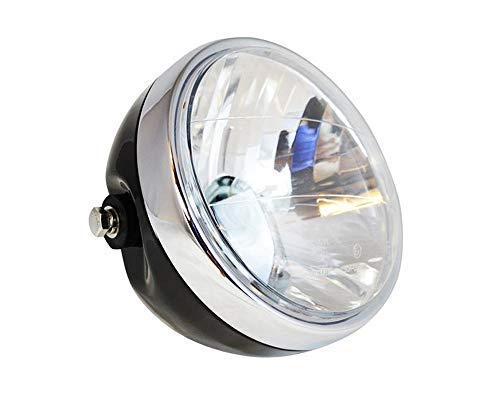 A medida Faro De La Moto - Universal - Negro Metal para Cafe Racer Bici Calle Project - Marca E A medida Faro De La Moto - Universal - Negro Metal para Cafe Racer Bici Calle Project - Marca E