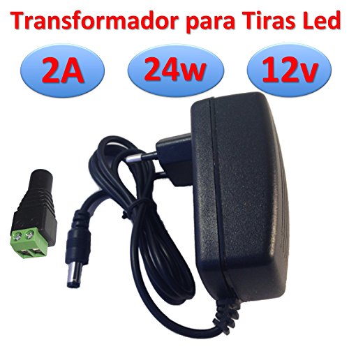 Ahorraluz Transformador 12v DC 2A 24w Alimentador para Tiras Led Fuente de Alimentación 220v -> 12v (12v 2A 24w)