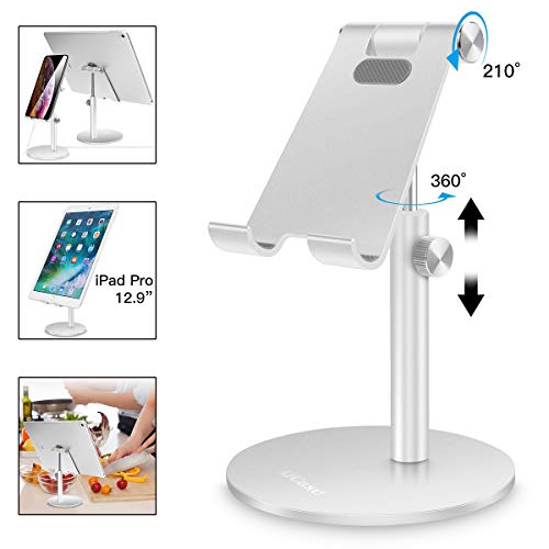 AICase Soporte Tablet/Móvil, Universal Multiángulo Soporte Ajustable para iPad Pro 10.5/9.7/12.9, iPad Mini 2 3 4, iPad Air, iPhone, Samsung Tab, Otras Smartphones e Tablets [4-13"] - Plata