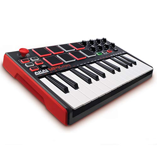 AKAI Professional MPK MINI MKII - Teclado controlador MIDI USB portátil con 25 teclas, 8 pads MPC, 8 potenciómetros, joystick, VIP 3 y paquete de software incluido - Estándar