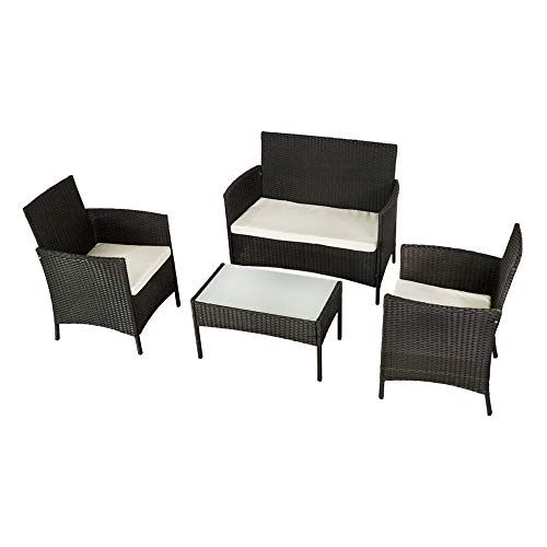 Aktive 61010 Conjunto muebles ratán para jardín, Multicolor Aktive 61010 Conjunto muebles ratán para jardín, Multicolor