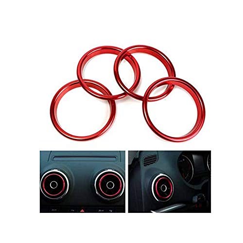 Alamor 4Pcs Anillos Decorativos del Mercado del Acondicionador De Aire Brillante Círculo Rojo para Audi A3