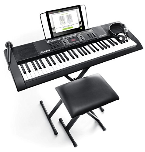 Alesis Melody 61 MKII - Teclado electrónico portátil con 61 teclas de estilo piano, altavoces integrados, auriculares, micrófono, soporte para piano, atril y taburete Alesis Melody 61 MKII - Teclado electrónico portátil con 61 teclas de estilo piano, altavoces integrados, auriculares, micrófono, soporte para piano, atril y taburete