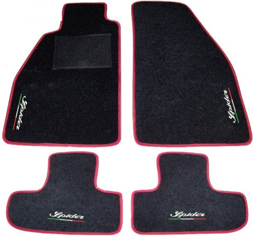 ALFA ROMEO SPIDER 916 desde 1995 al '06 alfombras para coche, color negro con borde rojo, Juego completo de alfombras Alfombrillas a medida con corazón de alambre línea tricolor blanco ALFA ROMEO SPIDER 916 desde 1995 al '06 alfombras para coche, color negro con borde rojo, Juego completo de alfombras Alfombrillas a medida con corazón de alambre línea tricolor blanco