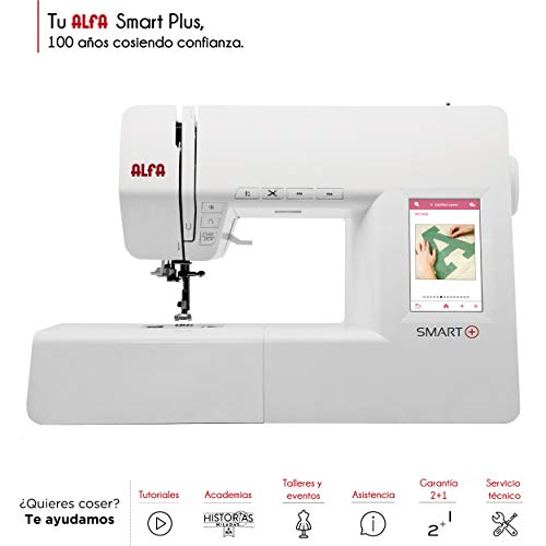 Alfa Smart Plus-Máquina de Coser electrónica, Blanco, 100 Puntadas