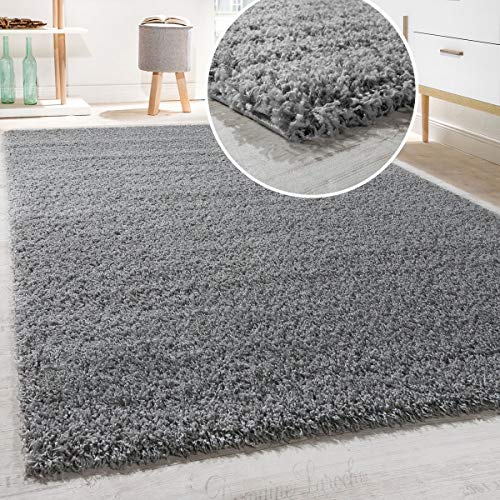 Alfombra Sky Lisa De Pelo Alto Largo Estilo Shaggy En Gris, tamaño:140x200 cm Alfombra Sky Lisa De Pelo Alto Largo Estilo Shaggy En Gris, tamaño:140x200 cm