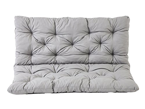 Ambientehome 90266 - Banco de 2 asientos y cojín de respaldo, Funda de banco Hanko, gris, aprox.120 x 98 x 8 cm Ambientehome 90266 - Banco de 2 asientos y cojín de respaldo, Funda de banco Hanko, gris, aprox.120 x 98 x 8 cm