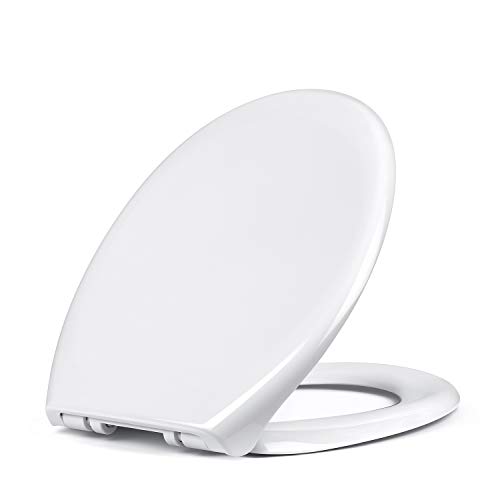 Amzdeal Tapa de wc, Tapa de inodoro con cierre suave y lenta, Asiento de inodoro de plástico duro, Tapa de asiento de wc con sencilla instalación, Tapas de wc en forma de O,blanco Amzdeal Tapa de wc, Tapa de inodoro con cierre suave y lenta, Asiento de inodoro de plástico duro, Tapa de asiento de wc con sencilla instalación, Tapas de wc en forma de O,blanco