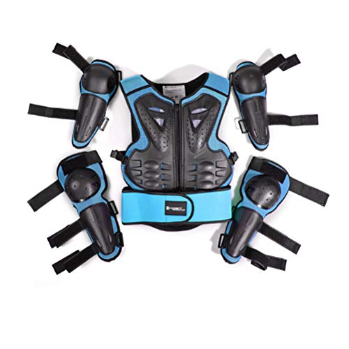 Armadura protectora para motocicleta para niños de 5 a 13 años de edad para motocross, ciclismo, esquí, patinaje, patinaje, Blue&Black