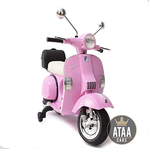 ATAA Vespa clásica Oficial 12v Licencia Piaggio - Rosa - Moto eléctrica para niños hasta 7 años. Batería 12v portamaletas de Regalo ATAA Vespa clásica Oficial 12v Licencia Piaggio - Rosa - Moto eléctrica para niños hasta 7 años. Batería 12v portamaletas de Regalo