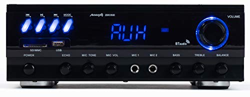 Audibax Zero 500 Amplificador HiFi Bluetooth Karaoke con Entrada de 2 Micros USB y SD