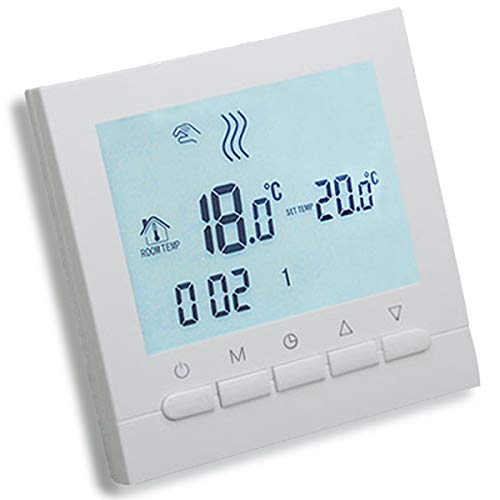 AVStar - Termostato inteligente programable para calefacción de calderas de gas - Pantalla LCD para facilidad de control y programación - carcasa blanco elegante - funciona con pilas