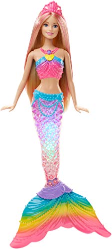 Barbie- Dreamtopia Muñeca Sirena Luces de Arcoíris, rosa, colores surtidos, Miscelanea (Mattel DHC40)