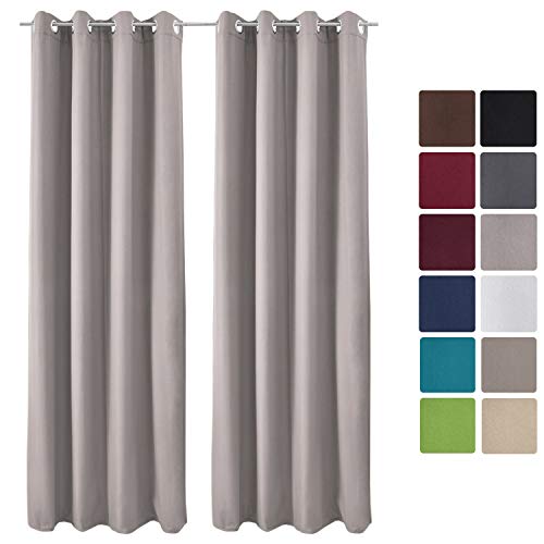 Beautissu Set de 2 Cortinas térmicas Amelie TO 140x245 cm de Ojales Privacidad y oscurecentes Aislante Gris Beautissu Set de 2 Cortinas térmicas Amelie TO 140x245 cm de Ojales Privacidad y oscurecentes Aislante Gris