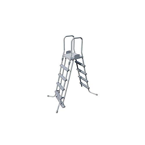 Bestway 58332 - Escalera para piscinas de 132 cm, con plataforma, 1 unidad, Gris Bestway 58332 - Escalera para piscinas de 132 cm, con plataforma, 1 unidad, Gris