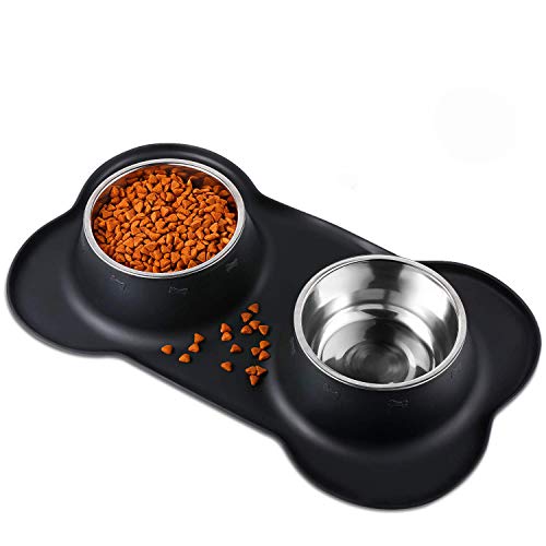 Bonve Pet 2x400ML Comedero para Perro Gato y Mascotas de Acero Inoxidable con Base de Silicona Antideslizante, 2 Cuencos Comedero para Comida y Agua Bonve Pet 2x400ML Comedero para Perro Gato y Mascotas de Acero Inoxidable con Base de Silicona Antideslizante, 2 Cuencos Comedero para Comida y Agua