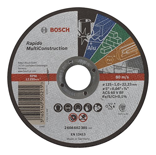 Bosch 2 608 602 385 - Disco de corte recto Rapido Multi Construction - ACS 60 V BF, 125 mm, 1,0 mm (pack de 1)