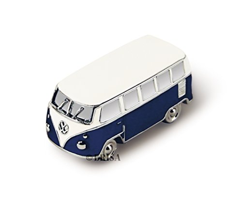 Brisa VW Collection - Volkswagen Furgoneta Hippie Bus T1 Van Mini Modelo en Caja de Regalo, Pisapapeles, Iman para Tablón de anuncios, Decoración Magnética para Nevera como Regalo/Souvenir (Azul)
