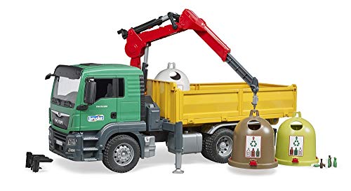 Bruder- Camiones Man TGS con grúa de Carga y contenedor de Cristal Antiguo, Multicolor (03753)