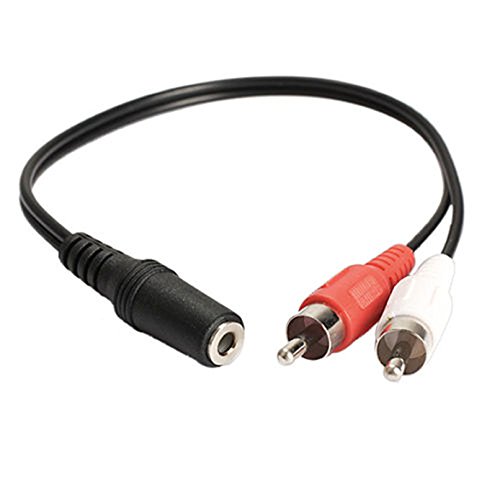 Cable de audio adaptador, conector hembra estéreo de 3,5 mm a 2 jack RCA macho, audio auxiliar
