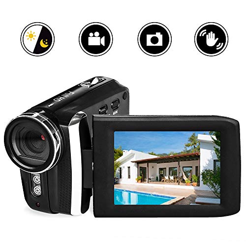 Cámara de Video, Cámara Digital Recargable GDV5250 Videocámara FHD 1080P 12MP DV, Pantalla giratoria LCD de 270 Grados, Videocámara para niños/Principiantes/Ancianos