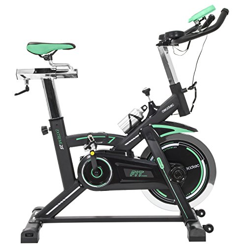 Cecotec Bicicleta Indoor Extreme 25. 25kg Volante inercia, Pulsómetro, Pantalla LCD, Resistencia Variable, Estabilizadores, SilenceFit