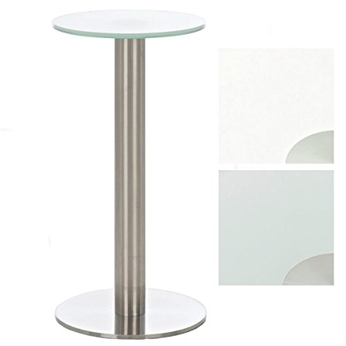 CLP Mesa Auxiliar De Cristal Marida I Mesita De Teléfono con Soporte De Acero Inoxidable I Mesa Auxiliar Diámetro Ø 30 cm I Cristal translúcido